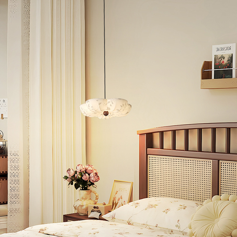 Araña de restaurante de tela de estilo chino, estética de la dinastía Song, nueva mesa de comedor de diseño chino, lámpara de flores, lámpara francesa retro