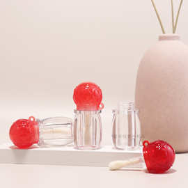 新款 大刷头圆形盖菱形纹路 唇釉管 带挂链唇彩管唇蜜液体腮红