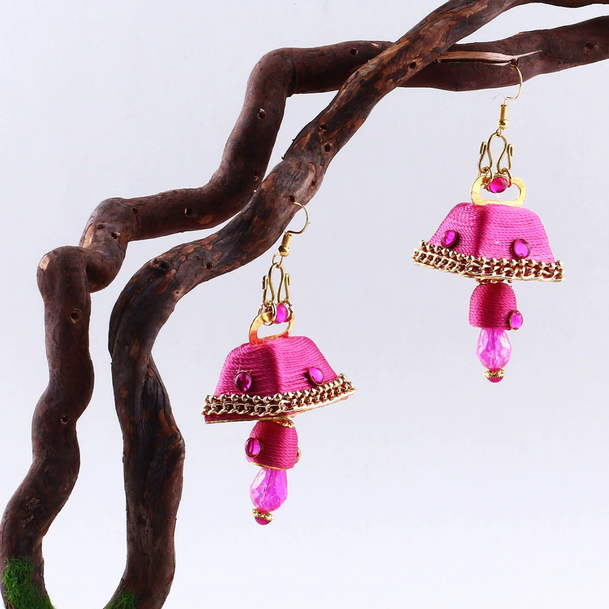 Red three dimensional pendant, earrings, boho style
