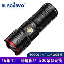 跨境新款大功能白激光手电筒超长续航伸缩变焦户外防水强光手电