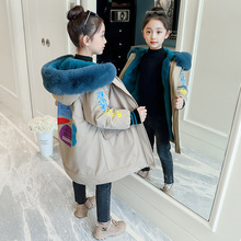 女童冬装加绒外套2024年新款派克服棉服可拆卸内胆儿童中长款棉衣