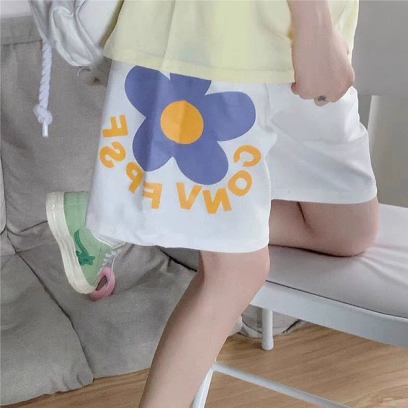 Летние тонкие шорты с цветочным принтом для девочек, корейский стиль, приталенные, размеры S–4XL
