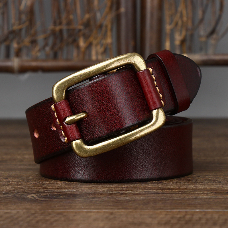 Herrläderbälte i äkta läder med retro spänne i koppar_voghion.com