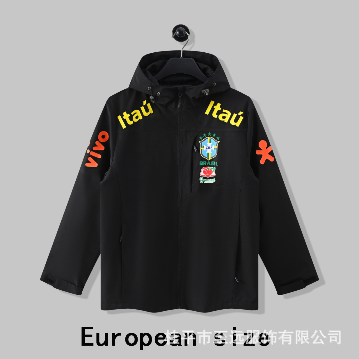 Brasileño chaqueta de asalto con capuchón, abrigo a prueba de viento, abrigo a prueba de agua, fábrica de fuentes deportivas, ropa de entrenamiento de fútbol al por mayor image 3