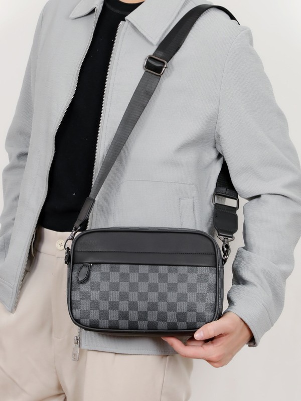 Bolso de Hombro de Moda Transfronterizo, Bolso Bandolera Pequeño Informal y Moderno, Bolso de Hombro Informal para Hombre de Negocios, Bolso de Hombre de PU para Viajes Diarios