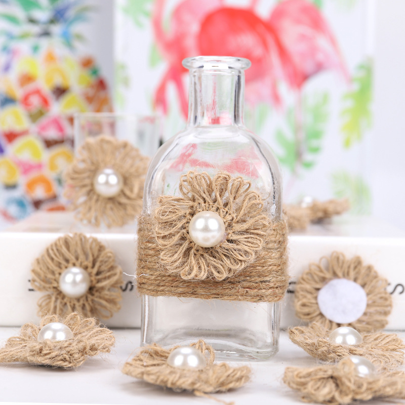DIY Handmade Craft Supplies: Natural Jute Fabric Flowers for Home & Wedding Decor, Plus Apparel Accessories