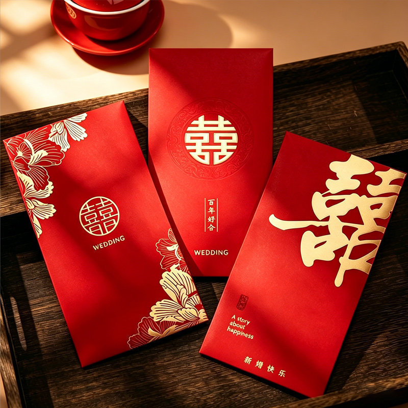 Wholesale Wedding Red Envelopes with Thousand-Yuan Cash Gifts, Wedding Red Packets with Happy Words, Creative Wedding Return Gifts, and Creative Red Packets for Changing Address Names
