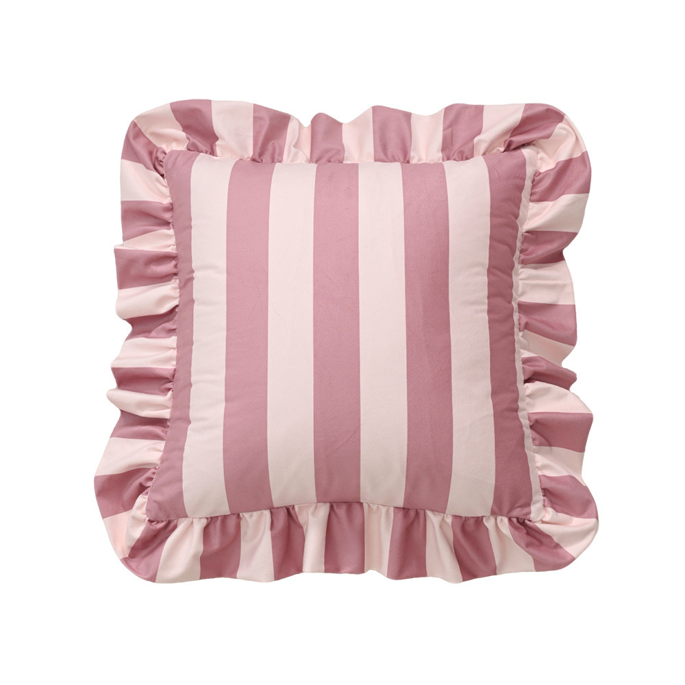 Inswind estriado coreano holandés veludo hoja de loto borde abraza funda de almohada americana sofá de la sala de estar decoración de cojín de cabecera