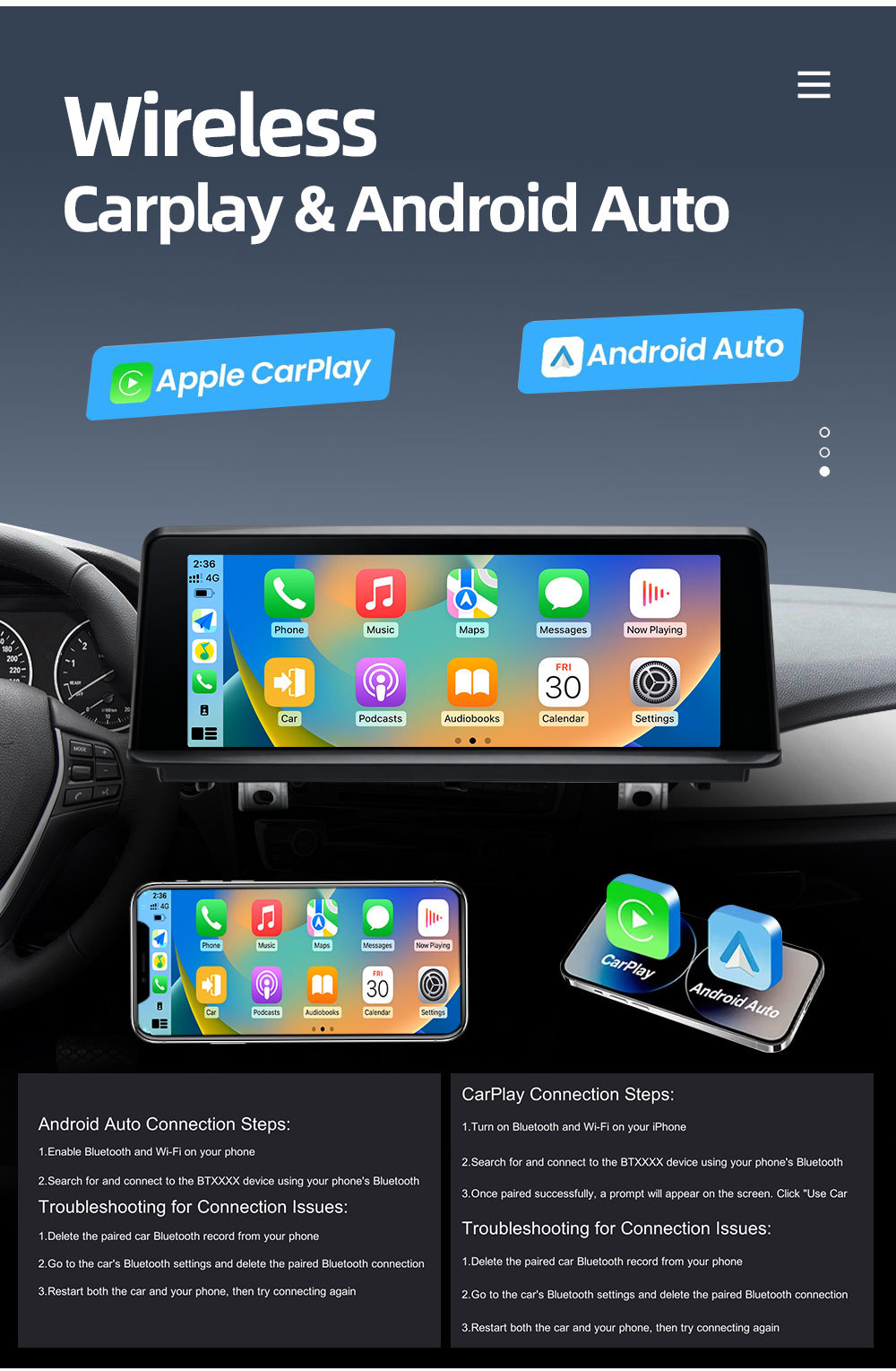 8.8inch Suitable for Bmw 3 Series 4 Series F30 F32 Car Central Control Large Screen Navigation Carplay Player