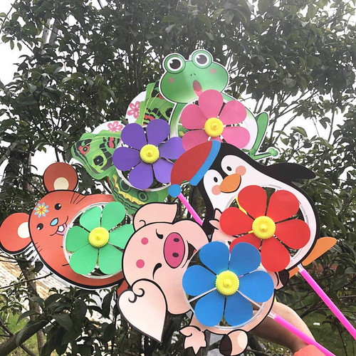 Creative Colorful Cartoon Plastic 3D Windmill Toy for Wholesale, Children's Outdoor Decoration, Small Windmill for Street Stands, Best Selling