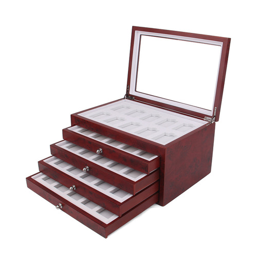 New wooden lighter gift box storage box multi-layer 50 grid lighter cigarette butt display box collection box