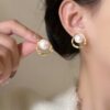 7 # Circle pearl earrings