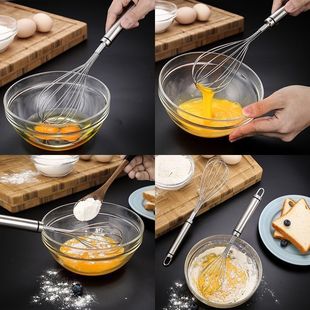 304 Stainless Steel Egg Beater Manual Egg Cream Mixer Kitchen Gadget Household Baking Beater