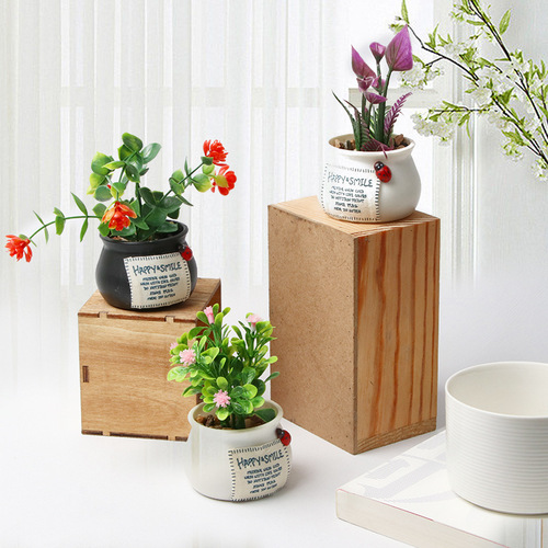 Creative simulation green plant potted flower plant auspicious fruit potted car central control bonsai mini flower pot ornaments
