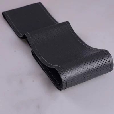 Steering wheel cover Steering Wheel Cover Water-Soft Leather - perforated-gray-38cm