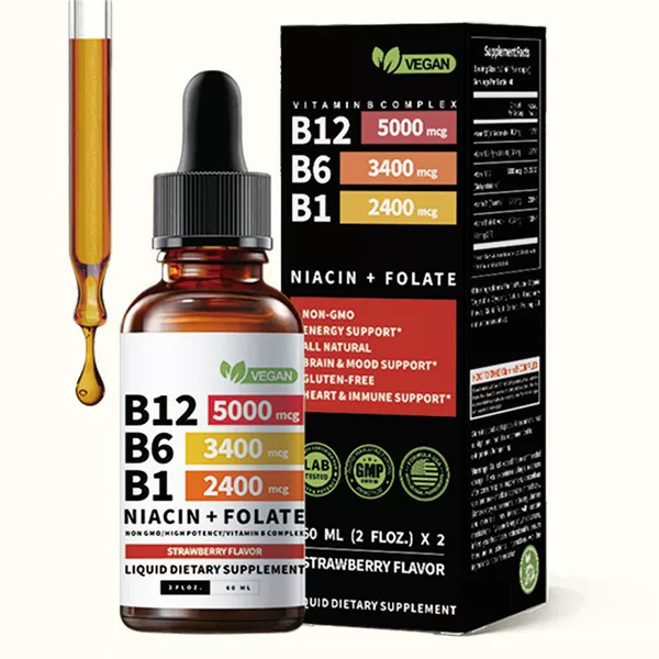 In-Stock Tk Hot-Selling Amazon Cross-Border Bestseller Vitamin B12 Drops Lymphatic Foreign Trade Source Factory