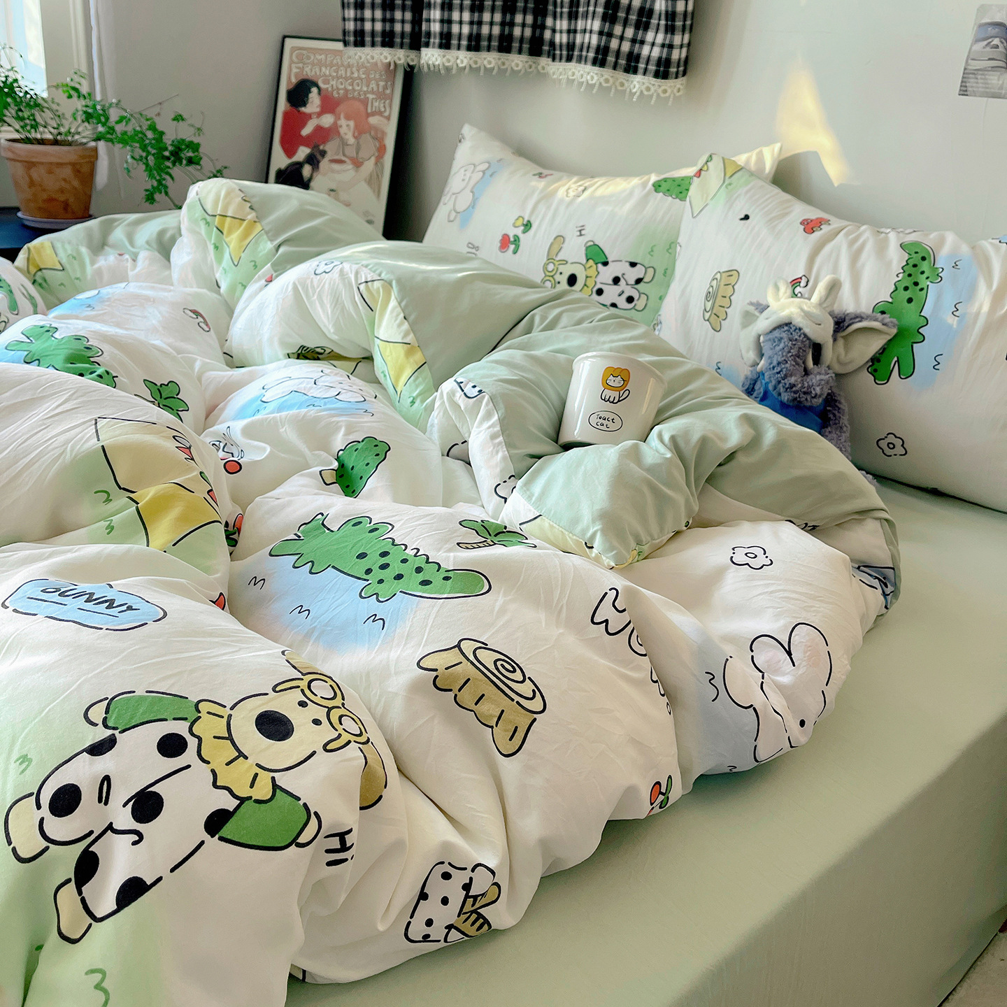 Madre y bebé de clase A dormir desnudo ultra suave cuatro piezas de algodón puro inswind sábanas cubierta de cama de dormitorio de algodón tres piezas de cama