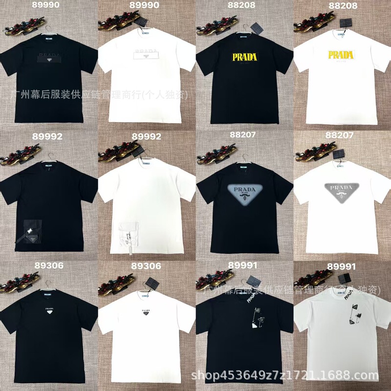 Authentic Luxury Brand Pra High-Quality Round-Neck Pure Cotton Short-Sleeve Unisex Loose Casual T-Shirt in Stock Authentic Luxury Brand Pra High-Quality Round-Neck Pure Cotton Short-Sleeve Unisex Loose Casual T-Shirt in Stock