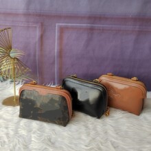 新品！赛家链条斜挎包老花涂层人造革材质轻便大容量包包