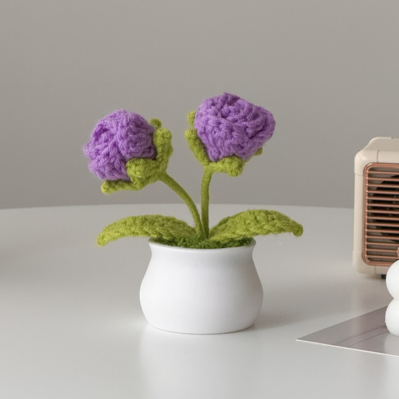 Regalos de día al por mayor girasoles para chicas, ramo de lana tejida a mano, adornos de mesa pequeños