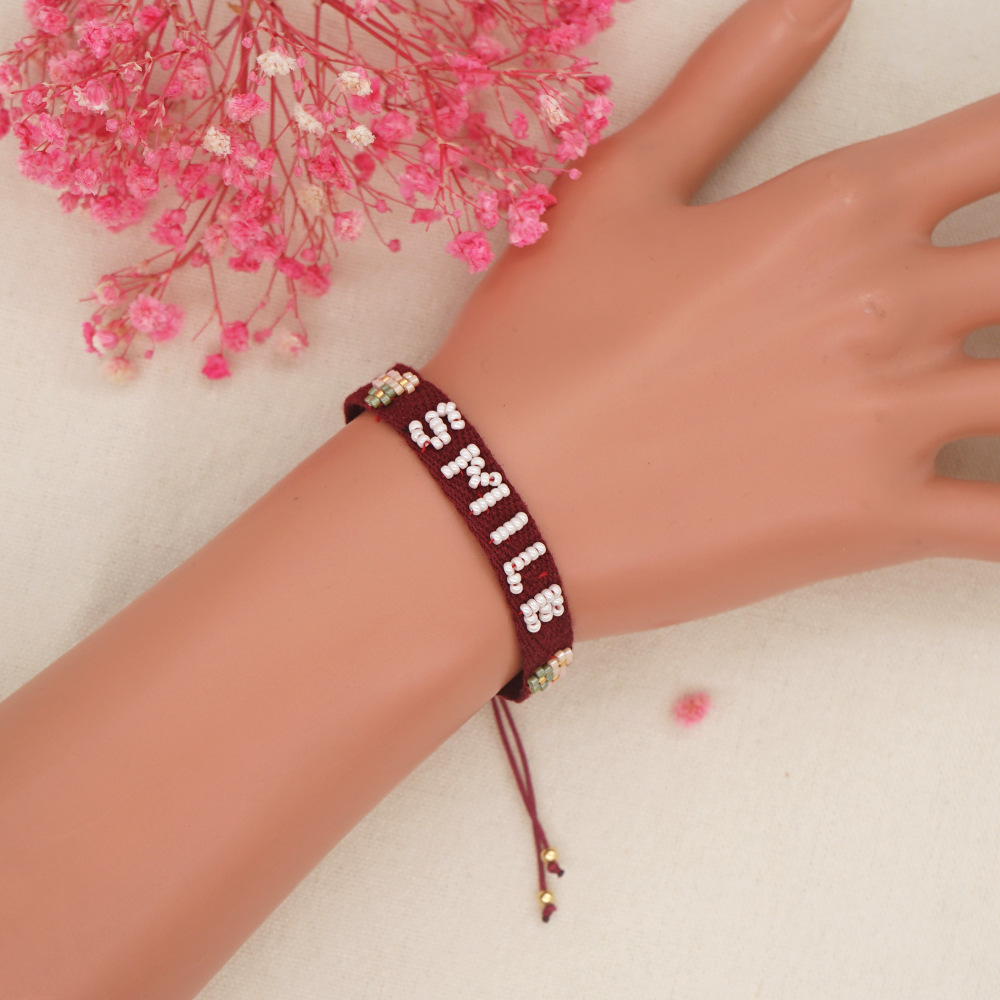 Miyuki Bead Braided Love Letter Ribbon Bracelet Wholesale Jewelry Nihaojewelry display picture 13