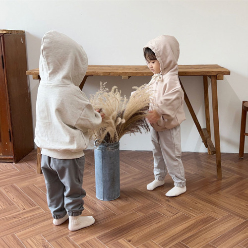 Korean style children's clothing ins spring and autumn boys and girls long-sleeved casual and comfortable hooded zipper sweatshirt jacket baby children's clothing