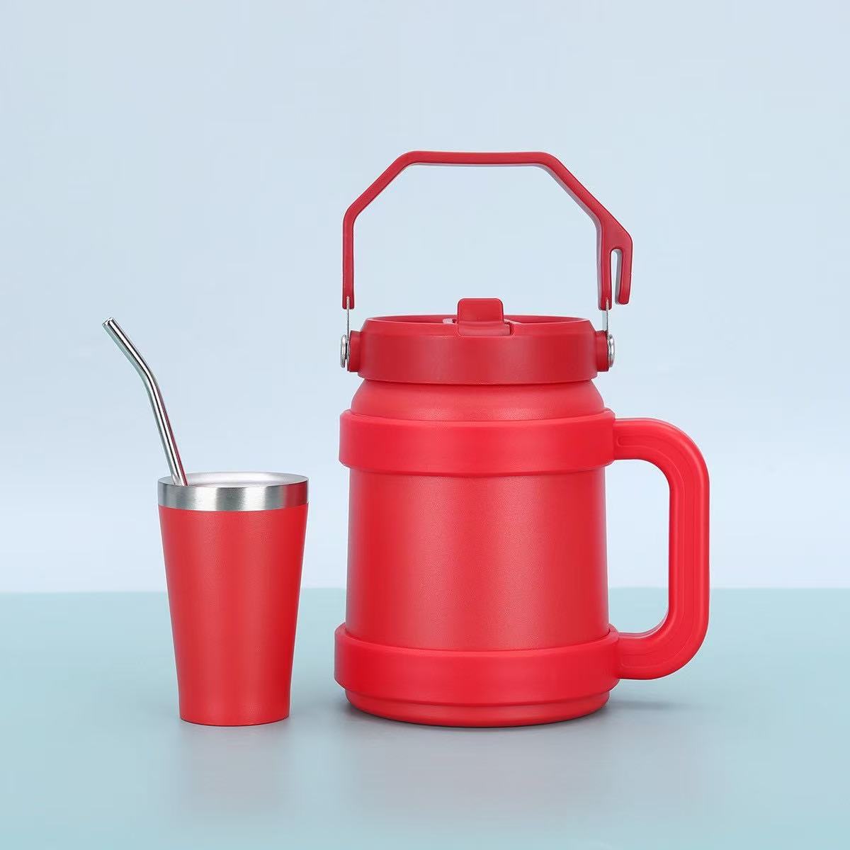 Portable al aire libre 50oz Toneladas Toneladas Toneladas Taza de paja de almacenamiento en frío de gran capacidad Mango Copa Bingba Taza termo de acero inoxidable 304