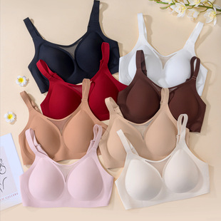 New Style Big Breasts Showing Small Mesh Anti-Exposure Sexy Bra Comfortable Seamless Push-Up Foreign Trade Women's Underwear