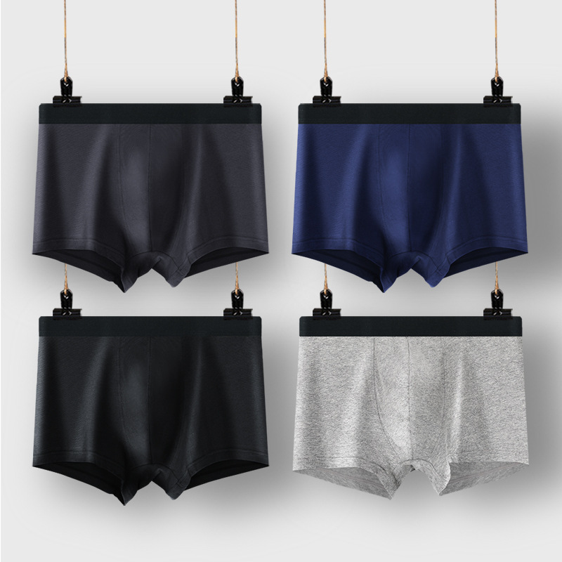 Skin-Friendly Sweat-Absorbing Underwear Men's Pure Cotton Boxers plus size Mid-Waist Quick-Dry Four-Corner Breathable Underwear Shorts Head for Boys