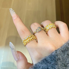 輕奢簡約微鑲滿鑽開口戒指女小貓小狗星星可愛極簡冷淡風個性指環