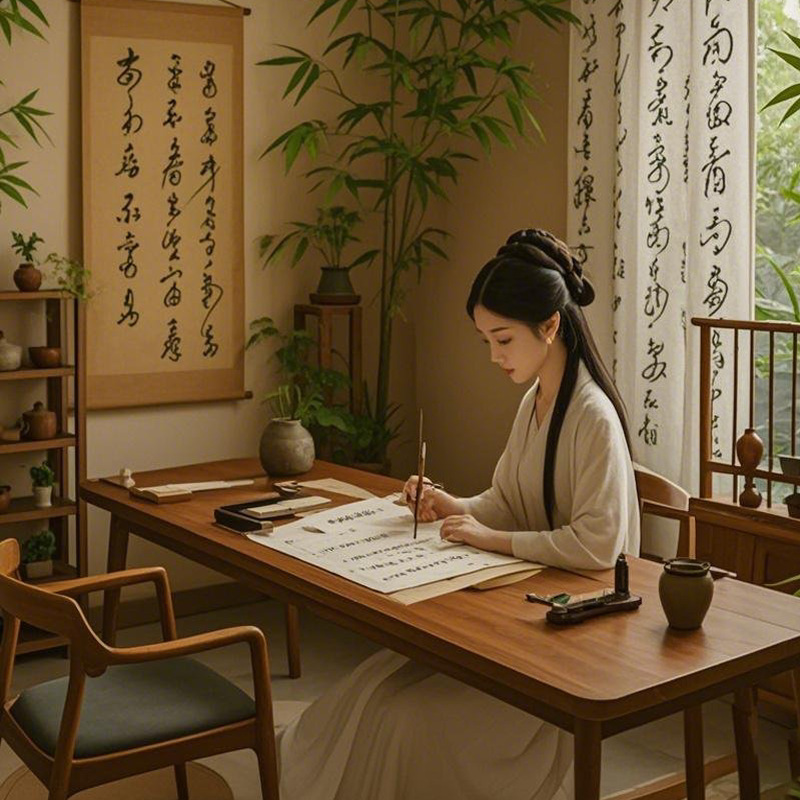 Solid Wood Calligraphy Table, Large Long Desk for Living Room, Study Room, Traditional Chinese Learning Table, Home Study Desk, Computer Desk, Office Desk