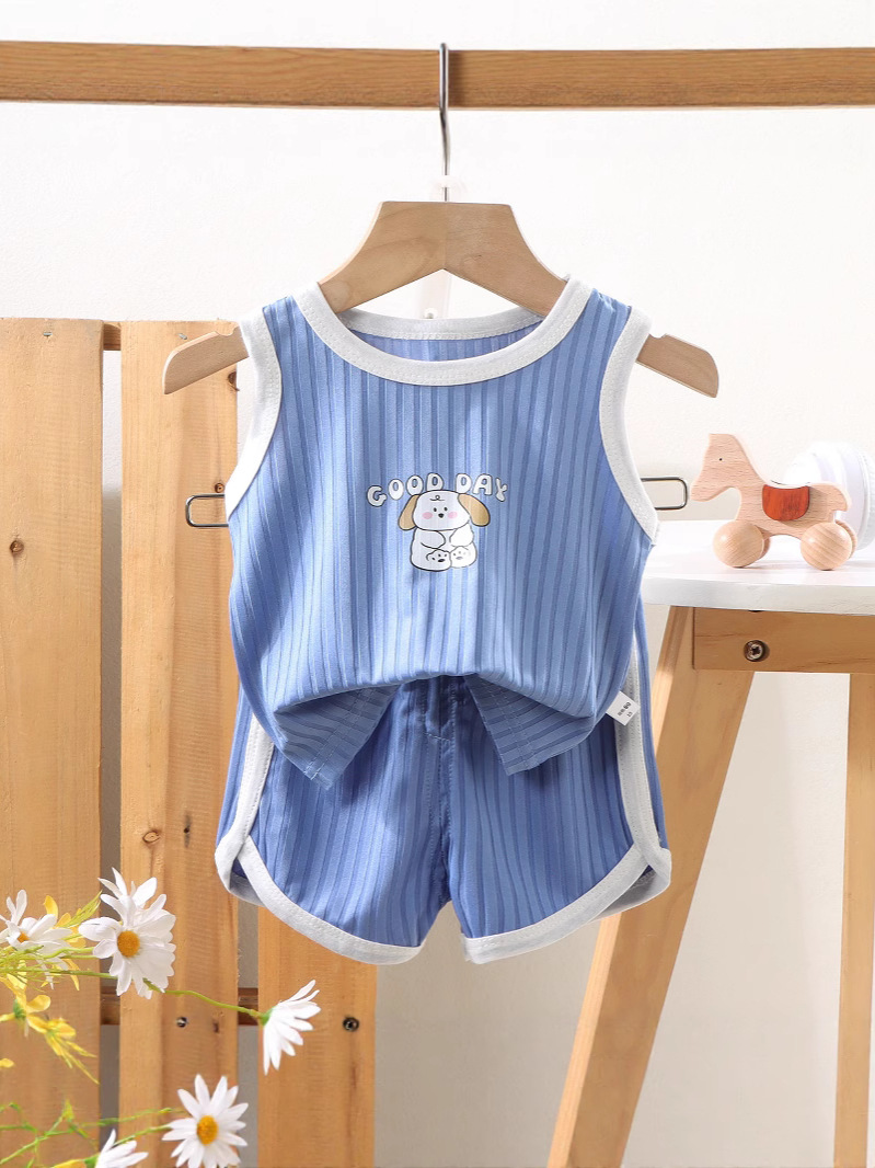 Nueva ropa para niños niñas verano cuello redondo sin mangas camiseta niños chaleco estampado de dibujos animados bebé verano estilo occidental top