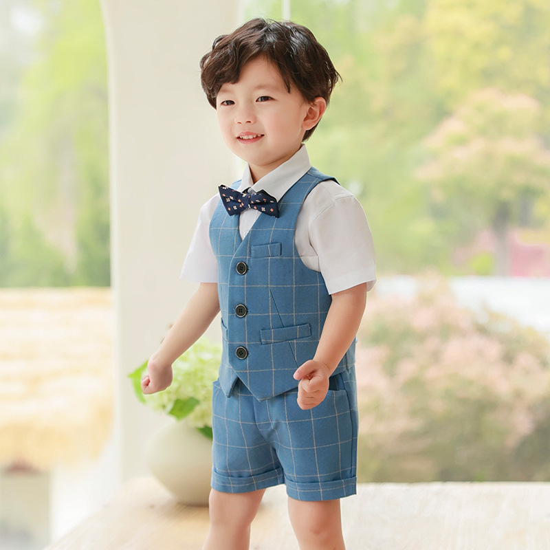 Traje de niño traje-vestido de un año de edad verano niño pequeño traje de bebé cumpleaños traje pequeño para niños boda niña de las flores