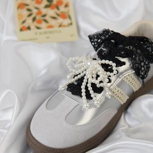Baojie Factory Wholesale Suitable for Various Ballet Shoes, Training Shoes, Pearl Bow Buckle Decorations, Versatile Shoe Flowers