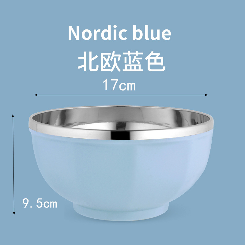 304 tazón de arroz de acero inoxidable de gran capacidad tazón de arroz kindergarten fábrica de aislamiento térmico tazón resistente a la caída de alto valor de color Estilo nórdico tazón