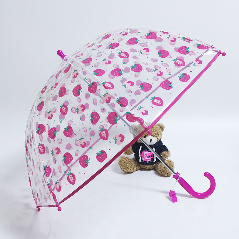 Children's transparent umbrella boys and girls Baby Kindergarten students children little strawberry super light cartoon umbrella Children's transparent umbrella boys and girls Baby Kindergarten students children little strawberry super light cartoon umbrella