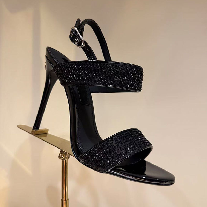 [Pre-Sale] Model Runway High Heels 2026 Spring/Summer Rhinestone Open-Toe Sandals with Single Strap for Women