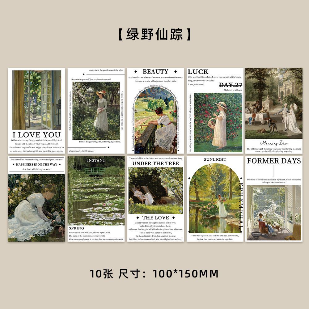 Colección de cientos de tarjetas de postal, estilo ins, estilo anime japonés, estilo retro, arte festivo, suministros culturales y creativos