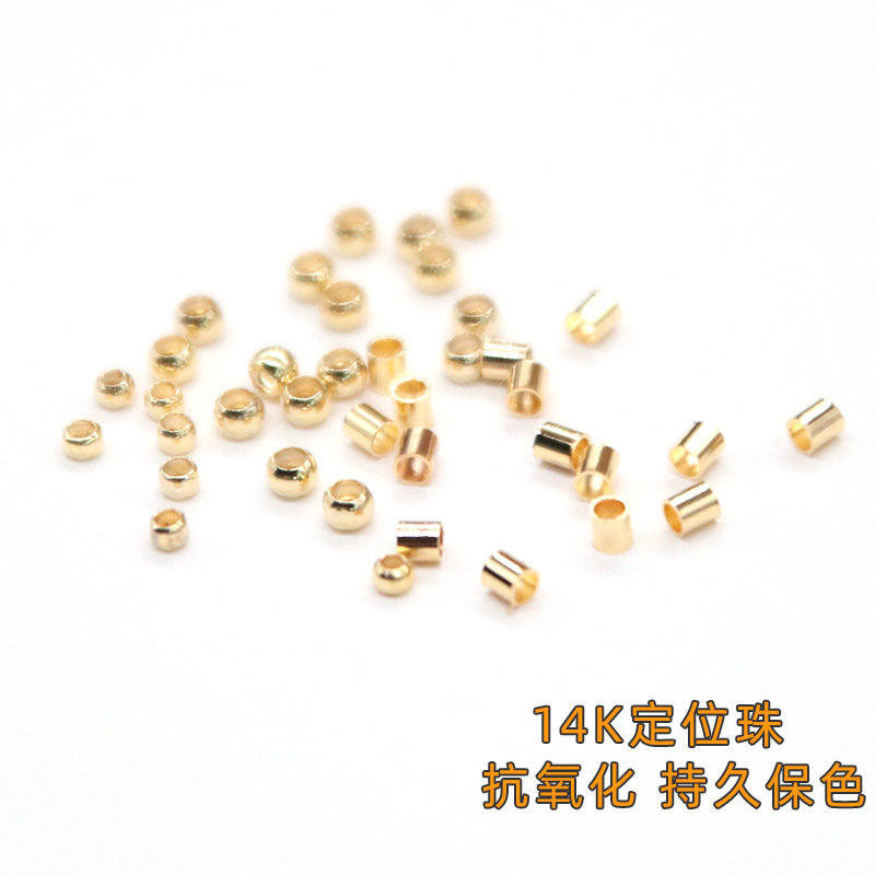 ブレスレットのネックレスの最後のボタンの部品の14kの包みの金の保色の位置決め管の位置決めの玉diyの手でワイヤーの魚の糸を固定します。|undefined