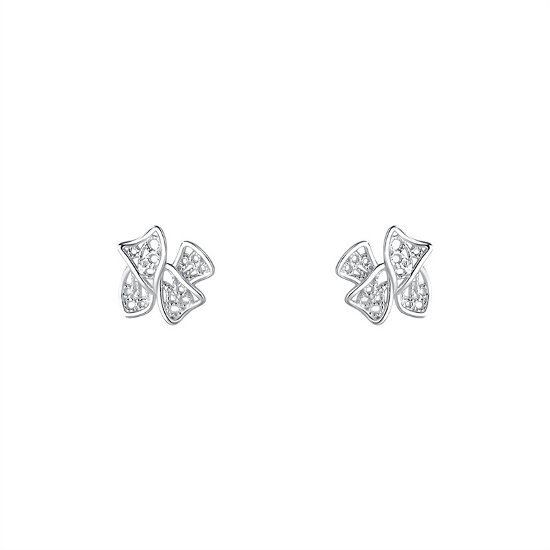 Bow Stud Earrings In Pure Silver Niche Design For Women_voghion.com