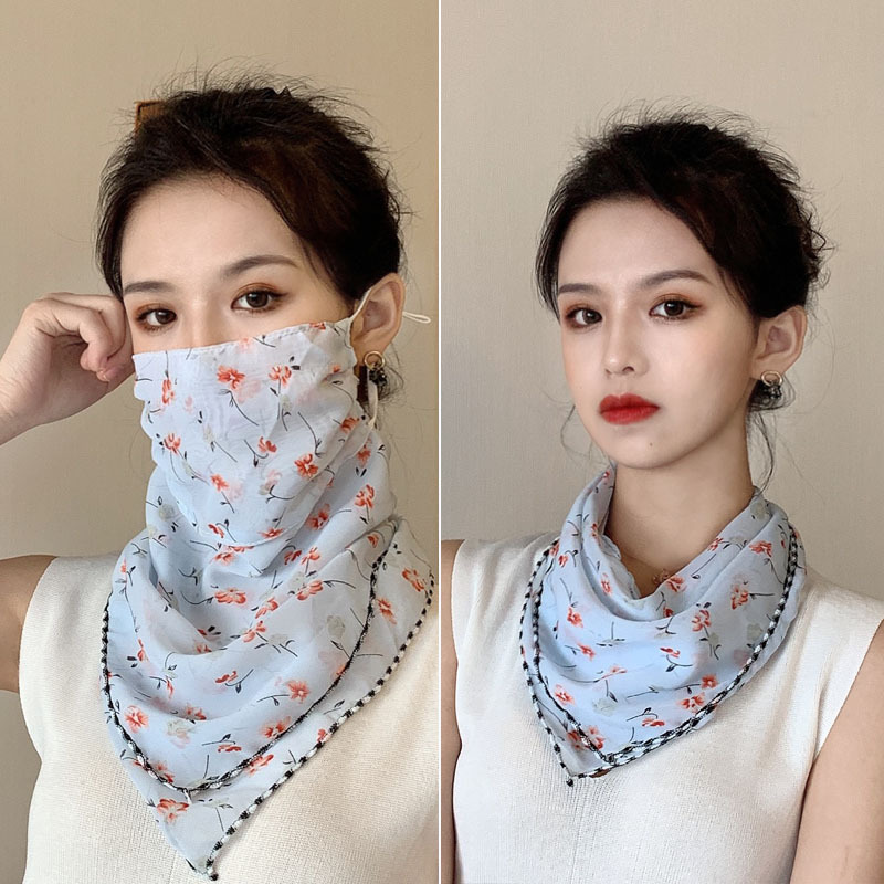 防风面纱女挂围巾耳颈三角护脸冰丝套护围脖透气户外新款薄款丝巾