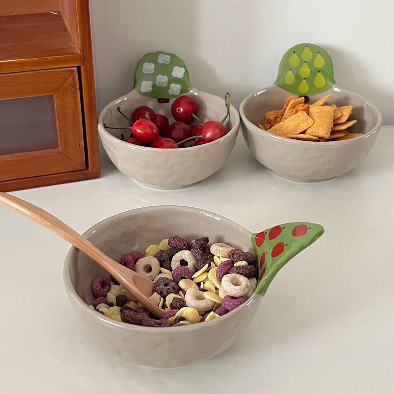 Ins Style Korean Stoneware Retro Breakfast Cereal Bowl Salad Fruit Yogurt Dessert Small Household Rice Bowl