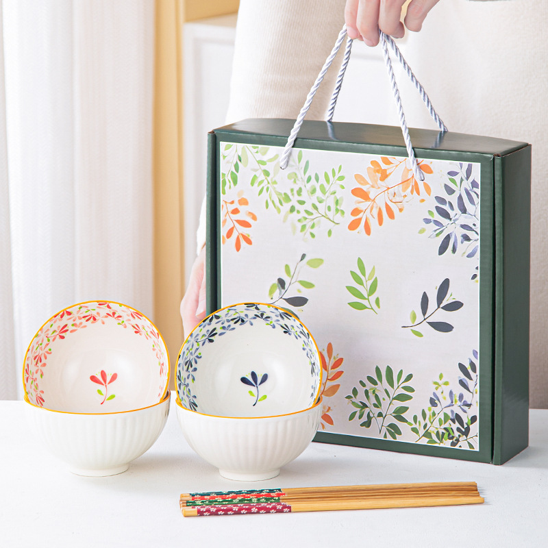 Ceramic Tableware Customized Dishes Household suit Gifts Bowls and Chopsticks suit Gift Boxes Practical Small Gifts for Opening Activities Ceramic Tableware Customized Dishes Household suit Gifts Bowls and Chopsticks suit Gift Boxes Practical Small Gifts for Opening Activities