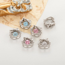 亨森热卖跳动锆石镂空猫猫头吊坠DIY耳饰个性手作耳饰配件