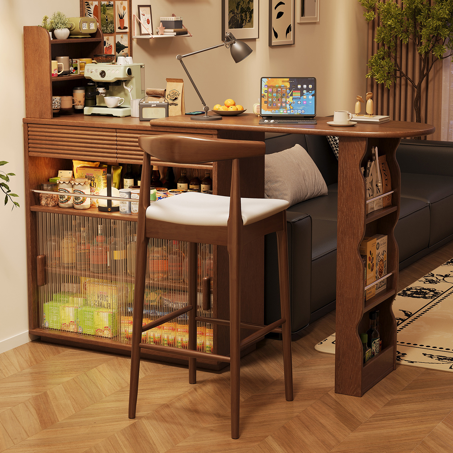 Solid Wood Bar Table Modern Simple Home Small Apartment Living Room Balcony Small Table Light Luxury Bar Table Small Table