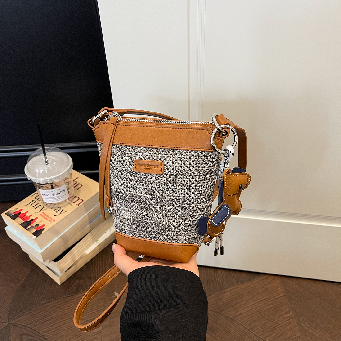 Koreanischer Patchwork Stroh Strandkorb Für Damen Umhängetasche_voghion.com