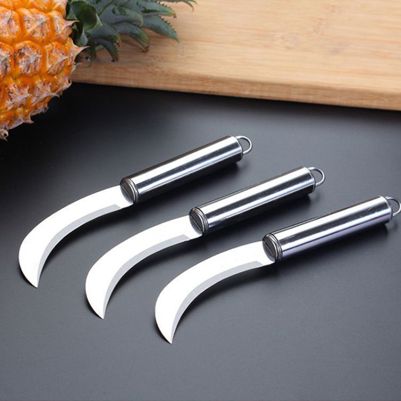 작은 곡선 칼 과일 칼 가정용 스테인레스 스틸 필러 사탕 수수 칼 파인애플 나이프 상업 날카로운 절단 칼 바나나 칼