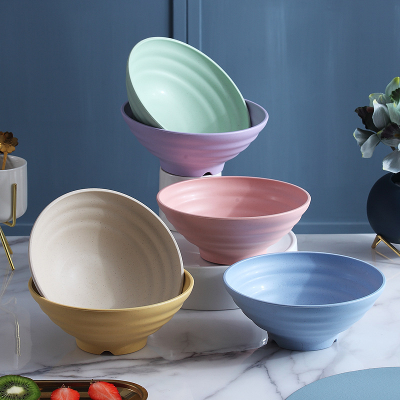 Japanese-Style Wheat Straw Spicy Hot Pot Bowl, Commercial Ramen Bowl, Snail Noodle Bowl, Large Capacity, Anti-Drop, Thickened for Cafeteria Use