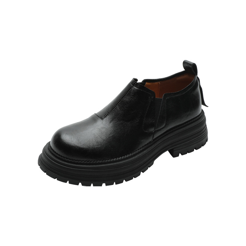 Women's Thick-soled Slip-on Loafers With Round Toe And Chunky Heel_voghion.com