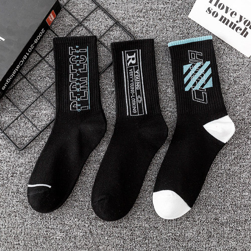 New Couple Ins Student Sports Socks Black Cross-border Trade Long Socks Winter Mid-calf Socks Wholesale Men's Socks